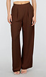 Petite High Waist Bruine Linnen Look Broek met Tailleband