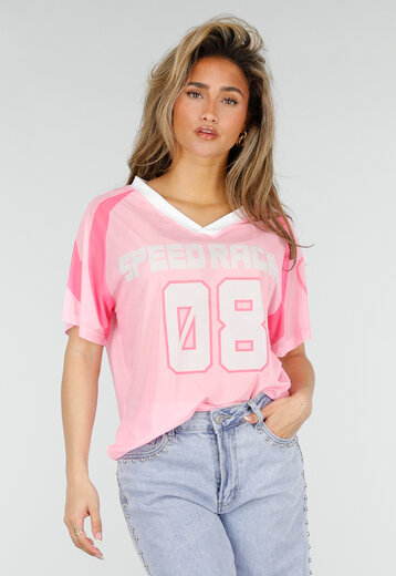 Roze Mesh Jersey T-Shirt