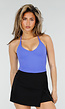 Blauwe Crop Top met Pads en Gekruiste Rugbandjes
