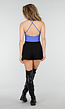 Blauwe Crop Top met Pads en Gekruiste Rugbandjes