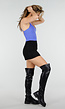 Blauwe Crop Top met Pads en Gekruiste Rugbandjes
