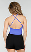 Blauwe Crop Top met Pads en Gekruiste Rugbandjes