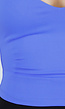 Blauwe Crop Top met Pads en Gekruiste Rugbandjes
