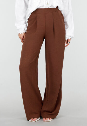 Bruine Wide Leg Linnenlook Broek