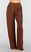 Bruine Wide Leg Broek met Elastische Taille en Plooien