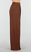 Bruine Wide Leg Broek met Elastische Taille en Plooien