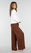 Bruine Wide Leg Broek met Elastische Taille en Plooien