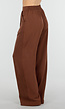 Bruine Wide Leg Broek met Elastische Taille en Plooien
