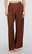 Petite High Waist Bruine Linnen Look Broek met Tailleband