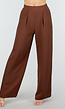 Petite High Waist Bruine Linnen Look Broek met Tailleband