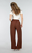 Petite High Waist Bruine Linnen Look Broek met Tailleband