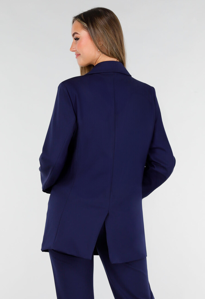 Donkerblauwe Oversized Basic Stretch Blazer