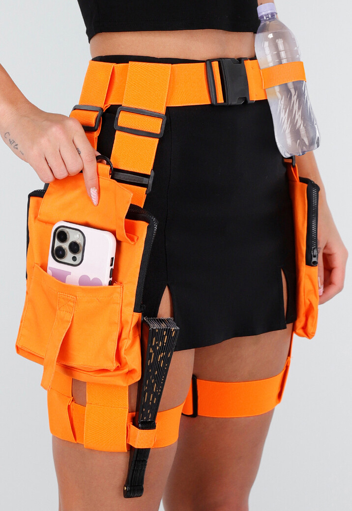 Oranje Cargo Riem met Zakken en Verstelbare Beenriemen