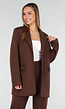 Bruine Oversized Stretch Blazer met Schoudervullingen