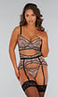 Witte Mesh Lingerie Set met Beugelbh, Gouden Verstellers en Jarretelband met Haaksluiting