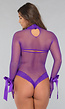 Paarse Fishnet Bodysuit met Bijpassende Bolero