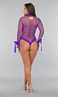 Paarse Fishnet Bodysuit met Bijpassende Bolero