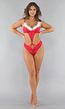 Rode Kanten Kerst Lingerie Bodysuit