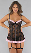 Zwart Kanten Lingerie Jurkje met Roze Details