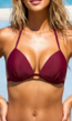 Voorgevormde Push-Up Triangel Bikini Top in Wijnrood