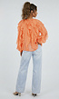 Oranje Chiffon Blouse met Ruffle Details en Lange Mouwen