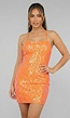 Oranje Pailletten Bodycon Jurk met Veterdetail