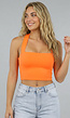 Oranje Sporttop met Vierkante Hals en Strikdetail