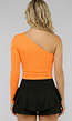 Neon Oranje Top met One Shoulder