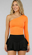 Neon Oranje One Shoulder Top