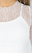 Witte Kanten Midi Jurk met Lange Mouwen en Stretch