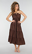 Bruine Halter Midi Jurk met Open Rug