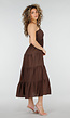 Bruine Halter Midi Jurk met Open Rug
