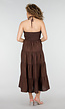 Bruine Halter Midi Jurk met Open Rug
