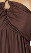 Bruine Halter Midi Jurk met Open Rug