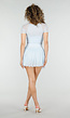 Lichtblauwe Plissé Skort met Hoge Taille en Mesh