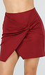 Bordeaux Rode Mini Rok met Overslag en Stretch