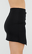 Zwarte Mini Rok met Overslag en Aansluitende Stretch Pasvorm
