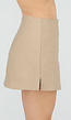 Beige Korte Skort met Rechte Pasvorm en Verborgen Broekje