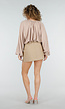 Beige Korte Skort met Rechte Pasvorm en Verborgen Broekje
