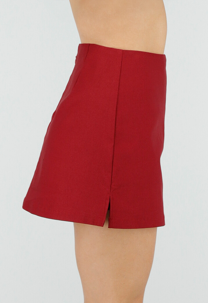 Rode Korte Skort met Stretch en Binnenbroekje
