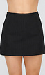 Zwarte Pinstripe Mini Skort met Split en Stretch Broekje
