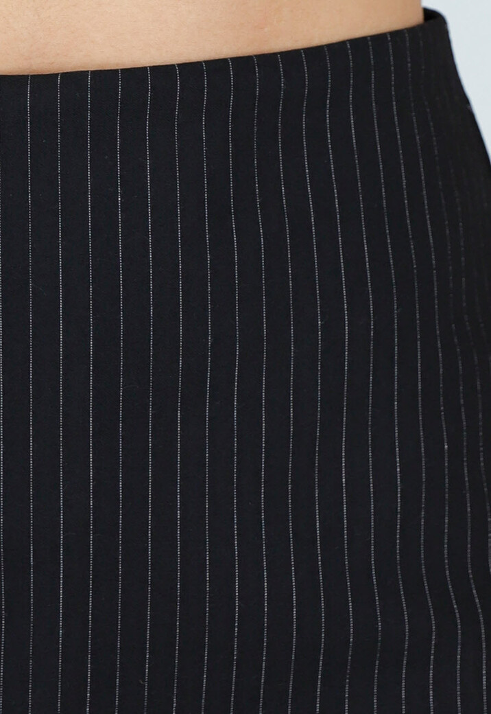 Zwarte Pinstripe Mini Skort met Split en Stretch Broekje