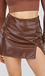 Bruine Lederlook Skort met Stretch