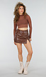Bruine Lederlook Skort met Stretch en Binnenbroekje