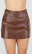 Bruine Lederlook Skort met Stretch en Binnenbroekje