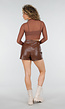 Bruine Lederlook Skort met Stretch en Binnenbroekje