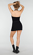 Zwarte Padded Halter Top met Mesh Detail Ruches en Stretch