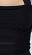 Zwarte Padded Halter Top met Mesh Detail Ruches en Stretch