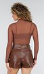 Bruine Mesh Crop Top met Stretch en Ingebouwde Pads