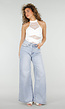 Witte Halter Top met Kant Inzet en Mesh Details